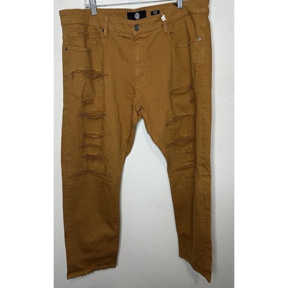 Jordan Craig Collin’s Distressed Caramel Brown Denim Jeans Size 42X32 - Picture 1 of 9
